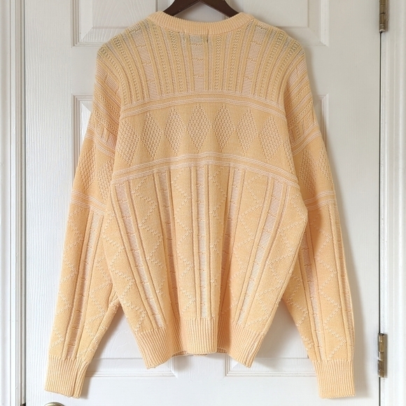 Par Four 90's Vintage Funky Jacquard Knit Crewneck Sweater Pastel Yellow Large - Picture 9 of 10